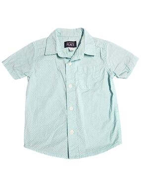 The Children's Place Light Mint Short Sleeve Button-Down Shirt Size 2T